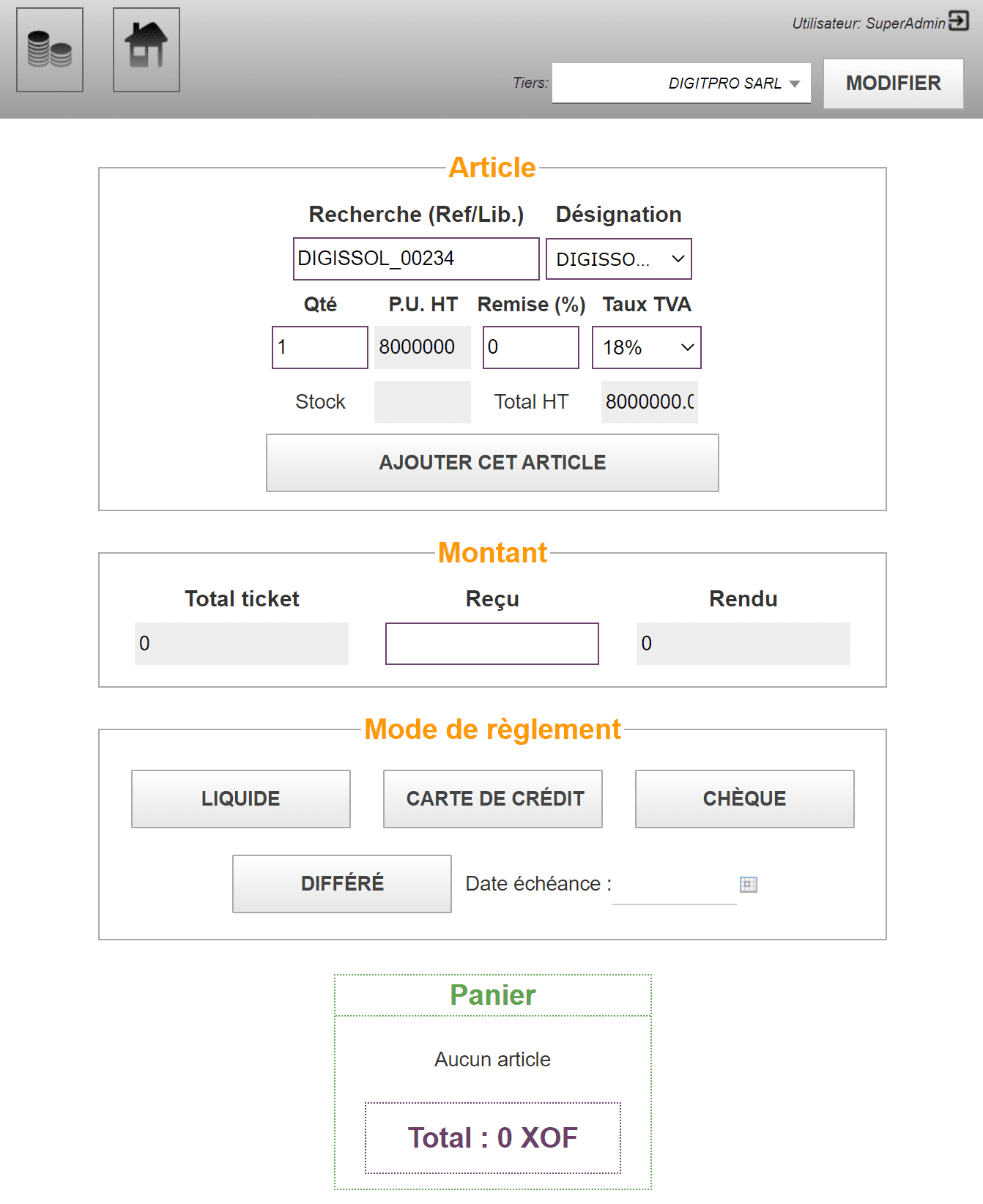 caisse enregistreuse simple